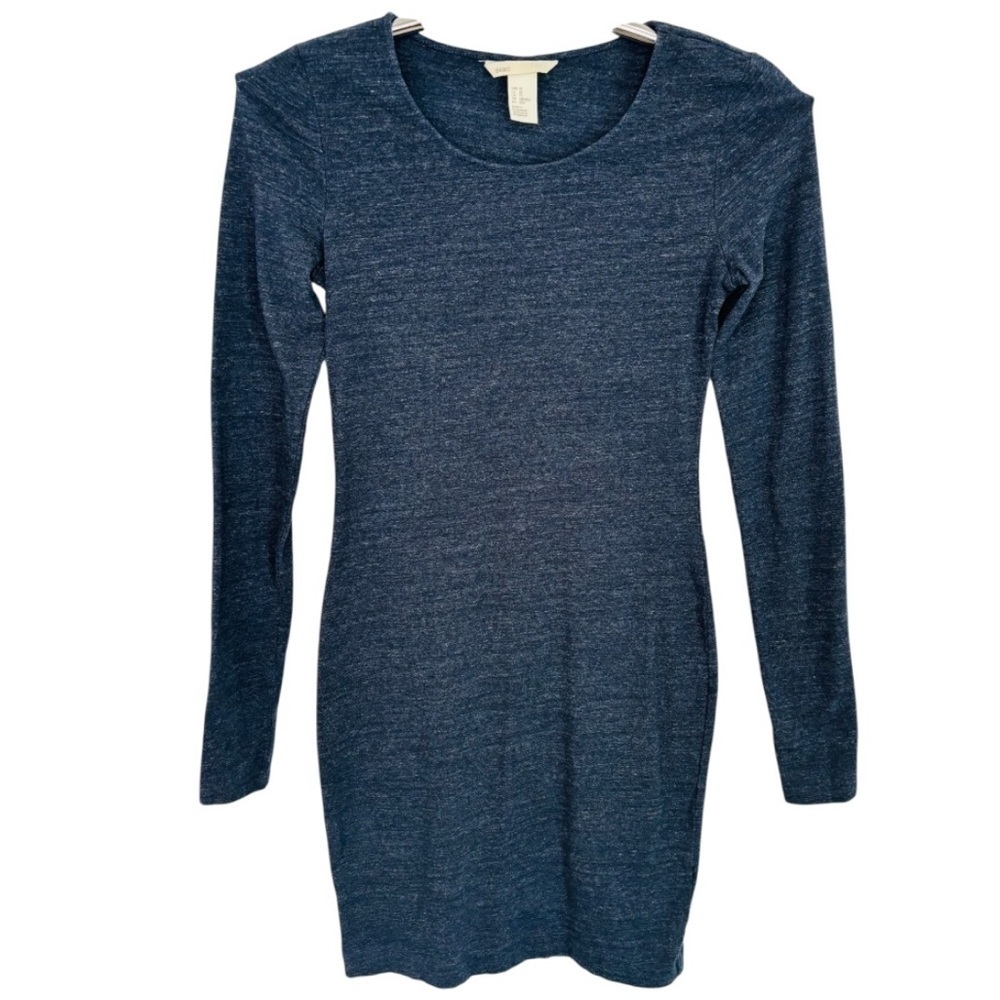 H&M Basic Gray Scoop Neck Long Sleeve Dress